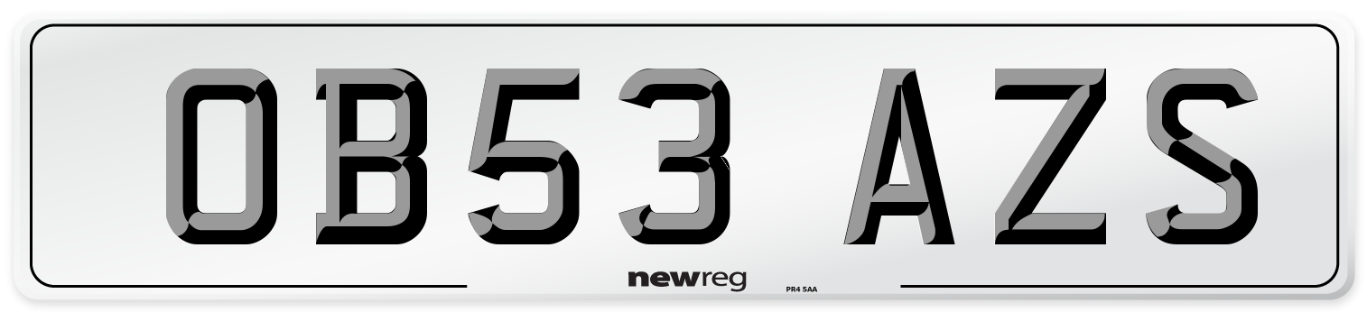 OB53 AZS Number Plate from New Reg